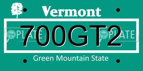 700GT2 Vermont License Plate