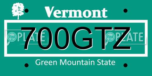 700GTZ Vermont License Plate