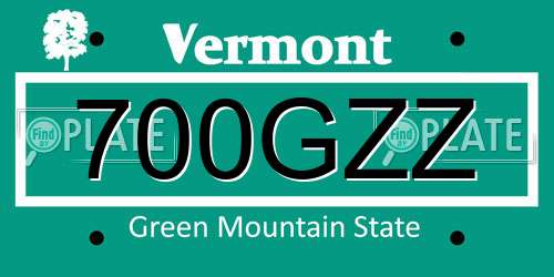 700GZZ Vermont License Plate