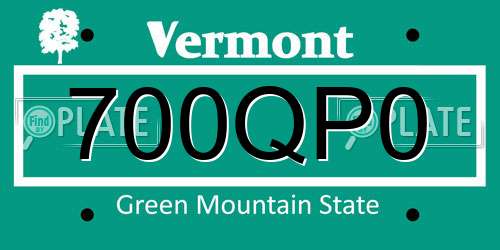 700QP0 Vermont License Plate