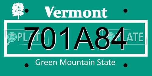 701A84 Vermont License Plate