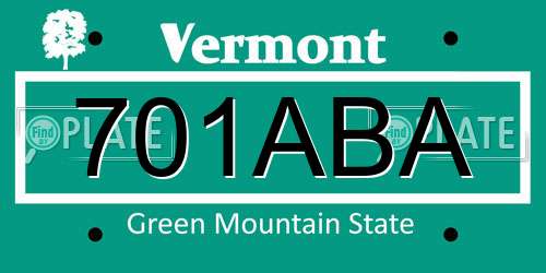 701ABA Vermont License Plate