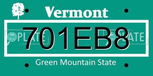 701EB8 Vermont License Plate