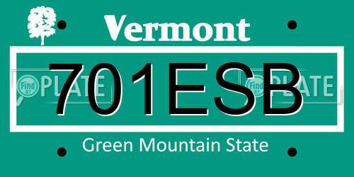 701ESB Vermont License Plate