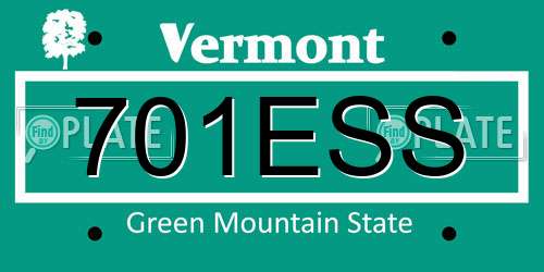 701ESS Vermont License Plate