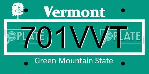 701VVT Vermont License Plate