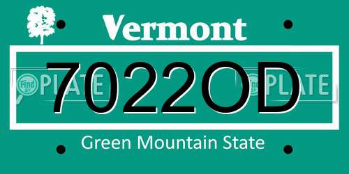 7022OD Vermont License Plate