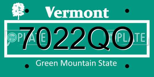 7022QO Vermont License Plate