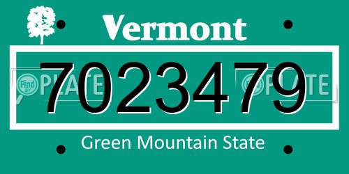 7023479 Vermont License Plate