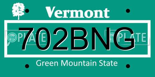 702BNG Vermont License Plate