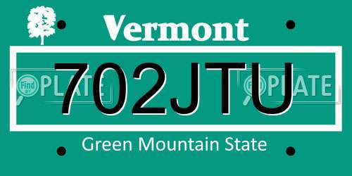 702JTU Vermont License Plate