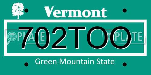 702TOO Vermont License Plate