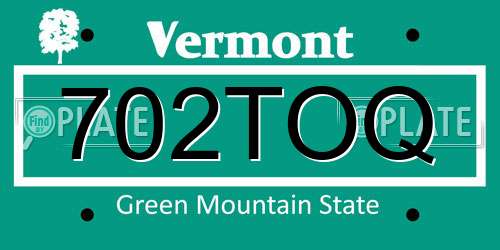 702TOQ Vermont License Plate