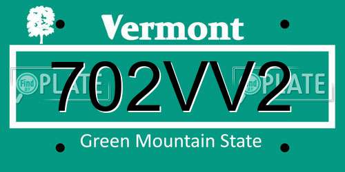 702VV2 Vermont License Plate