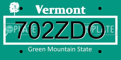 702ZDO Vermont License Plate
