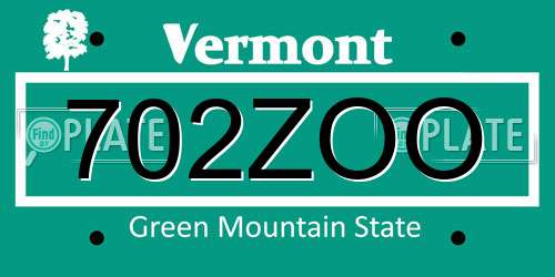 702ZOO Vermont License Plate