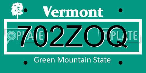 702ZOQ Vermont License Plate