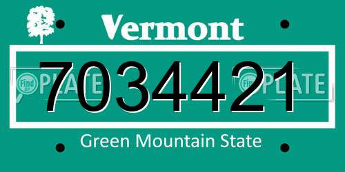 7034421 Vermont License Plate