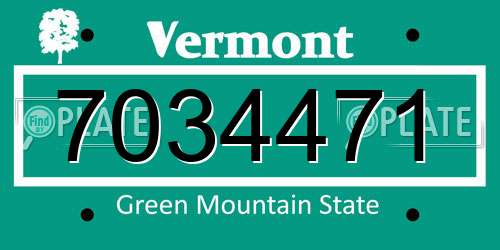 7034471 Vermont License Plate