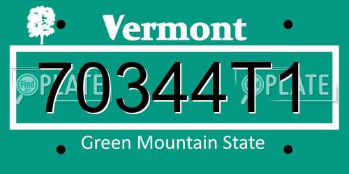 70344T1 Vermont License Plate