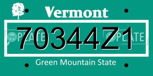 70344Z1 Vermont License Plate