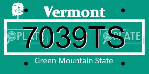 7039TS Vermont License Plate