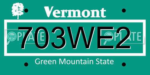 703WE2 Vermont License Plate