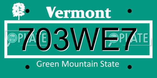703WE7 Vermont License Plate