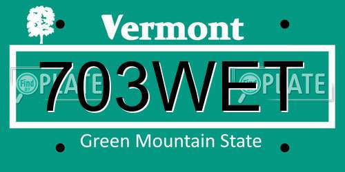 703WET Vermont License Plate