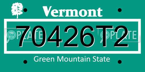 70426T2 Vermont License Plate