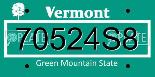 70524S8 Vermont License Plate