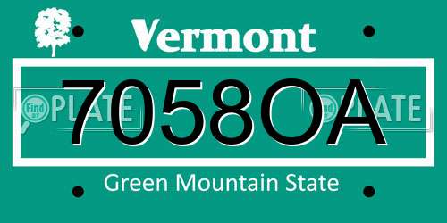 7058OA Vermont License Plate