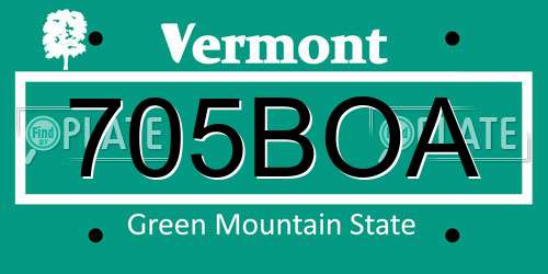 705BOA Vermont License Plate