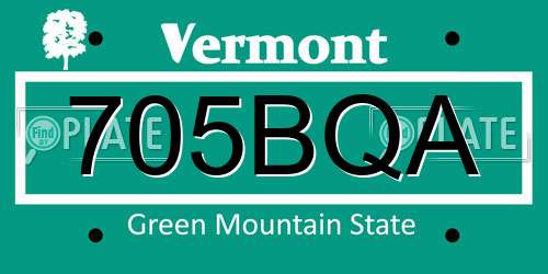 705BQA Vermont License Plate