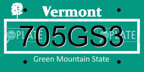 705GS3 Vermont License Plate