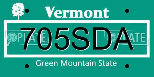 705SDA Vermont License Plate