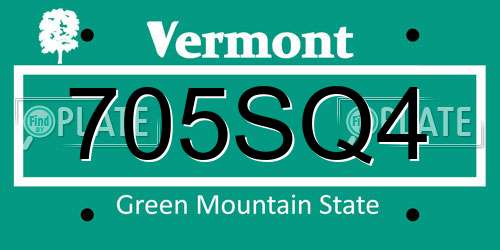705SQ4 Vermont License Plate
