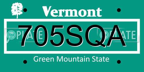 705SQA Vermont License Plate