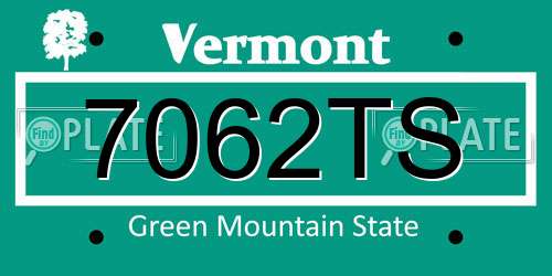 7062TS Vermont License Plate