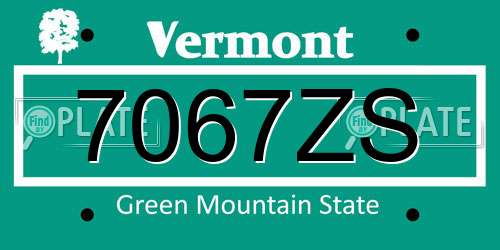 7067ZS Vermont License Plate
