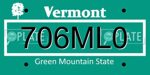 706ML0 Vermont License Plate