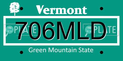 706MLD Vermont License Plate