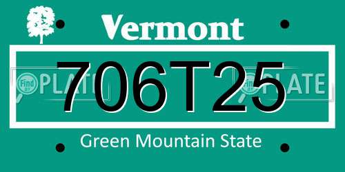 706T25 Vermont License Plate