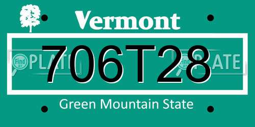 706T28 Vermont License Plate