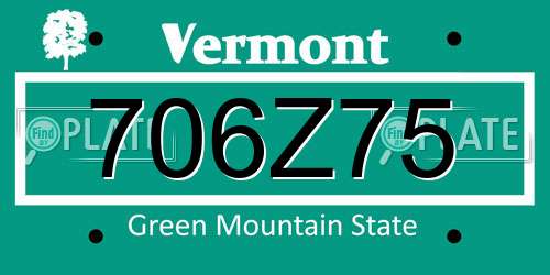 706Z75 Vermont License Plate