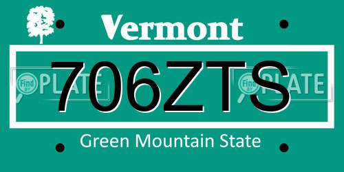 706ZTS Vermont License Plate