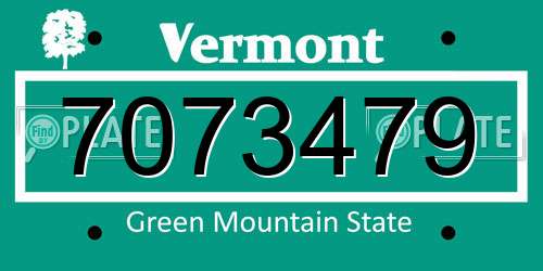 7073479 Vermont License Plate