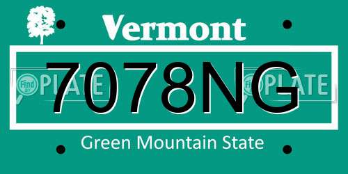 7078NG Vermont License Plate
