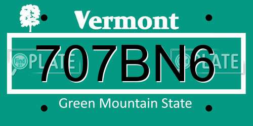 707BN6 Vermont License Plate