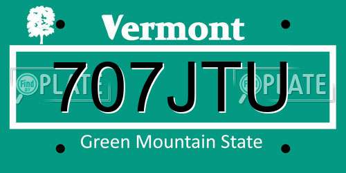 707JTU Vermont License Plate